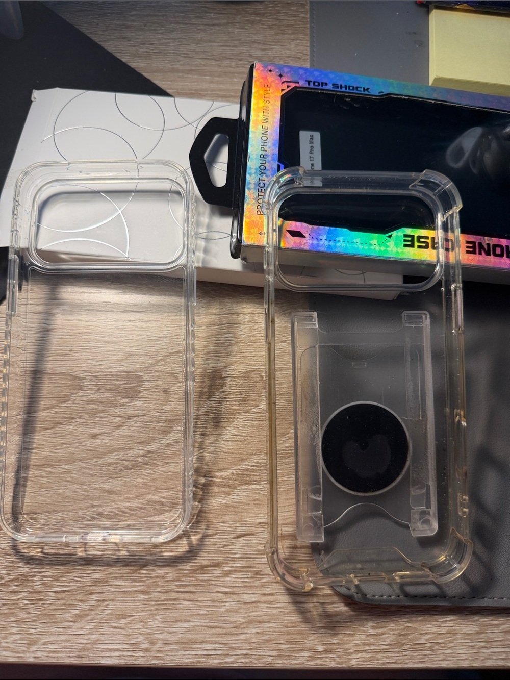 I phone 17 Pro Max Clear Transparent Phone Case with Kickstand and Ring - Clear